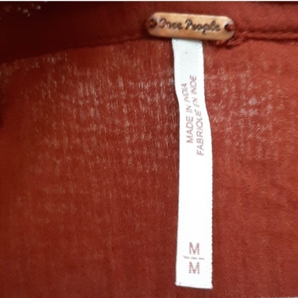 Free people Rust Button Down Sweet Memories Top Blouse  Sz Medium‎ - Picture 4 of 4
